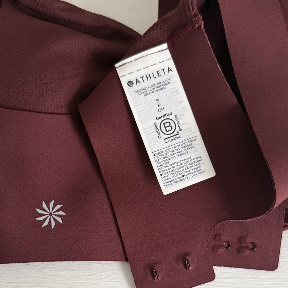 Athleta Burgundy Red Sports Bra Small NWOT Adjustable Back New Without Tags - Picture 4 of 4